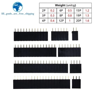10pcs เดี่ยวแถว Pin หญิง Header ซ็อกเก็ต Pitch 2.54 มม.1*2P 3P 4P 6P 8P 12P 15P 20P 40P Pin Connector สําหรับ Arduino