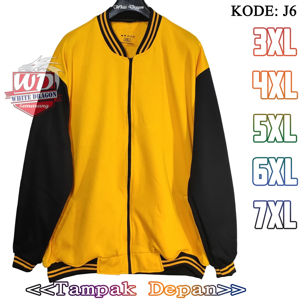 สีเหลือง HOODIELESS ZIPPER JACKET 3XL 4XL 5XL 6XL 8XL ขนาดใหญ่ ZIPPER CODE J6