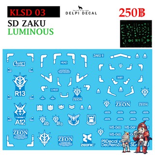 ดีคอลน้ำ [DELPI] 1 1L SD ZAKU DELPI DECAL [ LUMINOUS ] SD / CS Water Decal / KLSD 03/01