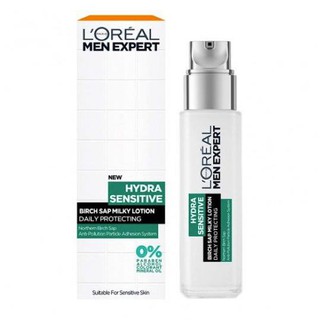 LOREAL MEN EXPERT Hydra Sensitive Birch Sap Milky Lotion 110ml. ลอรีอัล เม็น เอ็กซเพิร์ท ไฮดร้า เซนซิทีฟ มิลค์กี้ อิมัล