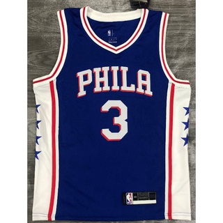 เสื้อกีฬาแขนกุด ลายทีม NBA Jersey Philadelphia 76ers No.3 IVERSON พลัสไซซ์