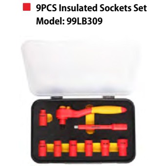 VDE 9PCS Insulated Sockets Set / ประแจบล็อกหุ้มฉนวนกันไฟฟ้า 3/8" 9 ชิ้น "FINEWORK"