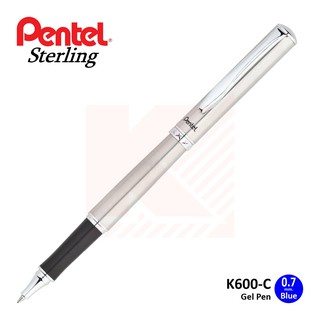 ปากกาเจล Pentel K600-C ด้ามสีเงิน