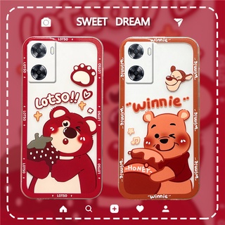 Ready Stock 2022 เคสโทรศัพท์ OPPO A57 4G 2022 / A77 5G / A96 4G / A76 New Fashion Shockproof Cute Cartoon Bear Transparent Soft Case Camera Lens Protection Cover เคส Oppo A57 OPPOA77