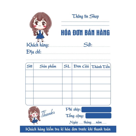SUPER CUTE MINI INVOICE 10*15