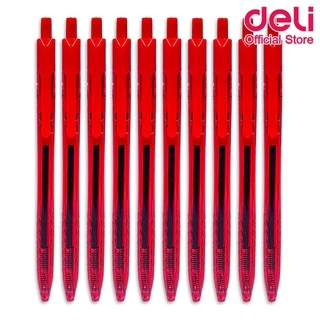 ปากกาลูกลื่น Deli ปากกา หมึกสีแดง อุปกรณ์เครื่องเขียน ปากกาเขียนดี สำนักงาน ปากกาแดง ขนาด 0.5mm แพ็ค 1 ด้าม