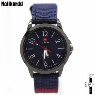 Time Watch นาฬิกาข้อมือ สายผ้า/Nato ระบบเข็ม หน้าปัดตัวเลข/ขีด