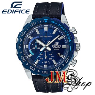 Casio EDIFICE Chronograph นาฬิกาข้อมือ สายหนังแท้ รุ่น EFR-566BL-2AVUDF