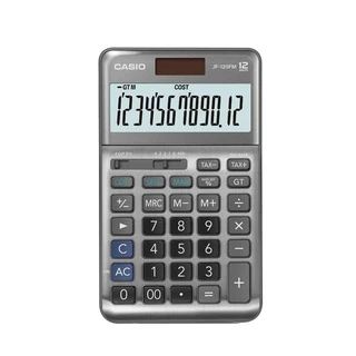 Casio Calculator เครื่องคิดเลข คาสิโอ รุ่น JF-120FM แบบตั้งโต๊ะ ดีไซน์โค้งมน 12 หลัก สีเทา