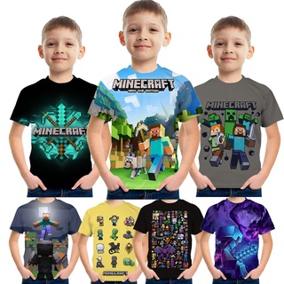 เสื้อยืด ลาย MINECRAFT แฟชั่นฤดูร้อน สําหรับเด็กผู้ชาย และเด็กผู้หญิง (อายุ 3-13 ปี) 2022