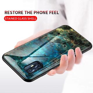 Vivo X30 Pro V17 Pro Y19 Y11 2019 V5 Plus Marble Ultra-Thin Gradient Tempered Glass Back Cover Phone Case เคสโทรศัพท์แบบบางพิเศษกระจกนิรภัยป้องกันการกระแทก