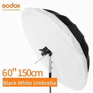 Godox ร่มสะท้อนแสง ขนาดใหญ่ 60 นิ้ว 150 ซม. สีดํา สีขาว สําหรับสตูดิโอ