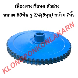 เฟืองทดหางเรือ ตัวล่าง 2แถว ขนาด 60ฟัน รู3/4 ( 6หุน ) กว้าง 7นิ้ว เฟืองเครื่องอเนกประสงค์ เฟืองทด เฟืองทด60ฟัน