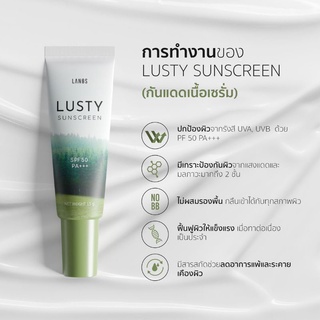 กันแดด lusty [พร้อมส่ง]ครีมกันแดด เนื้อเซรั่ม กันแดดไม่ผสมรองพื้น ใช้ได้แม้ผิวแพ้ง่าย ทา 2 ข้อนิ้วซึมไว