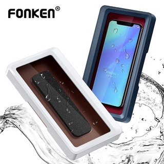 Fonken เคสโทรศัพท์ติดผนัง กันน้ํา ที่วางโทรศัพท์ในห้องน้ํา ชั้นวางโทรศัพท์ มีกาวในตัว ฝักบัว ปิดผนึก กล่องเก็บของ