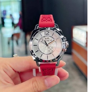 (ผ่อน0%) นาฬิกา COACH BOYFRIEND WOMENS WATCH, 34MM สายซิลิโคน สีแดง 14503878