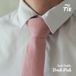 MEN IN TIE เนคไทสีบริคพิงค์ (ชมพูกะปิ) ผ้าซูเวต