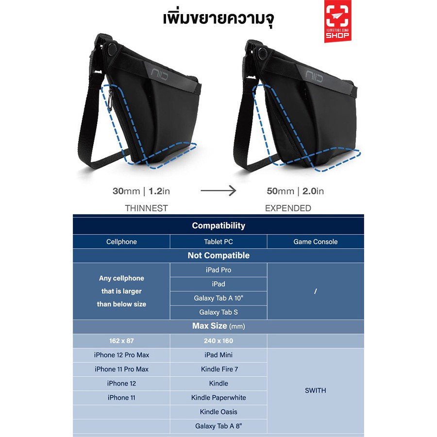 กระเป๋าคาดอก NIID - FINO IV สี Black