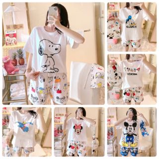 💥พร้อมส่ง💥เซทชุดนอนนำเข้า แขนสั้ย-ขาสั้น ลายการ์ตูนน่ารักๆ 💨💨