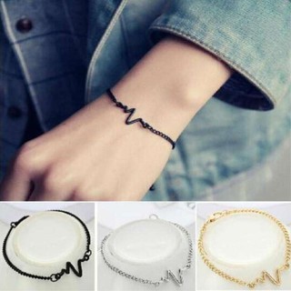 สร้อยข้อมือ กำไล Personality Bileklik Ecg Figure Lightning Bracelet Couple Heartbeat Frequency Bracelet Pulseras Mujer