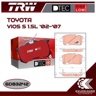 ผ้าเบรคหน้า TRW สำหรับ VIOS S 1.5L 02-07 (GDB3242)