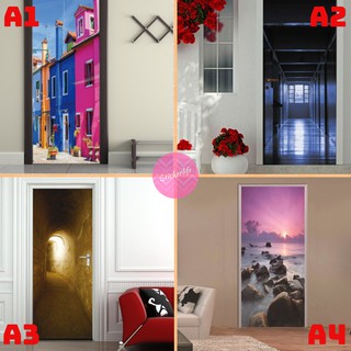 Clearance Sale สติ๊กเกอร์ติดประตู 3D Door Sticker ติดประตู วอลล์เปเปอร์ติดประตู Wallpaper 3D วอลเปเปอร์