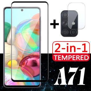 2in1 Samsung Galaxy A71 A51 S20 Plus S20 Ultra Note 10 Lite S10 Lite A50 A30S A20 A30 A50s A70 A11 A21 A41 A70E Protective Glass and Camera Lens Screen Protector Tempered Glas film HD Case