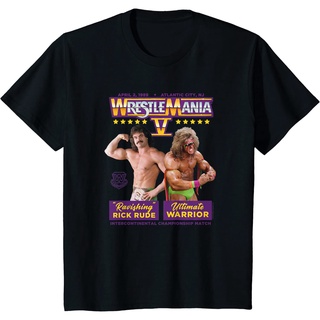 เสื้อยืดครอปเสื้อยืดลําลอง แขนสั้น คอวี พิมพ์ลาย WWE Wrestlemania 5 Warrior ระบายอากาศ สไตล์เกาหลีS-5XL