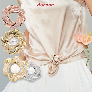 Doreen ผู้หญิงผ้าพันคอหัวเข็มขัดของขวัญวินเทจดอกไม้แฟชั่นเครื่องประดับคริสตัลพลอยเทียมแหวนผ้าพันคอ