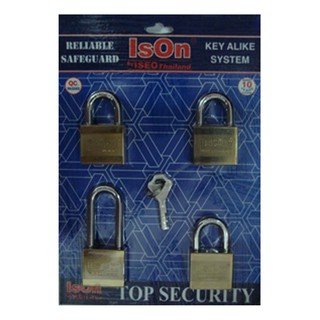 กุญแจคีย์อะไลท์ ISON 888-40/4 40 MM PB 4 ตัว/ชุด ISON 40MM 888-40/4 PB KA PADLOCK 4EA/SET