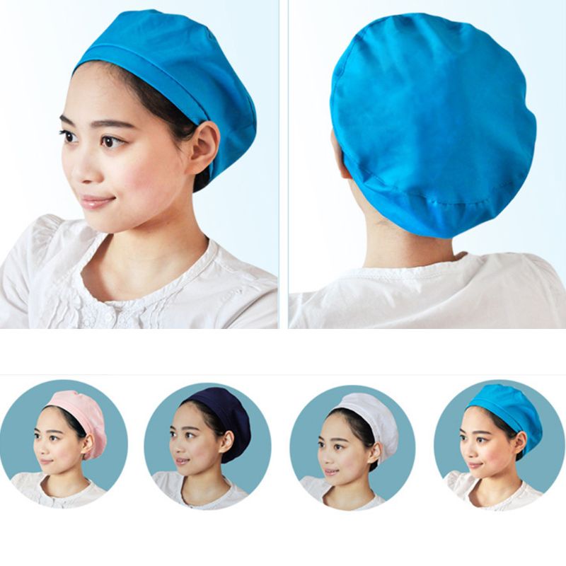 Unisex Dustproof Breathable Kitchen Chef Hat Elastic Factory Work Cap Hair Cover