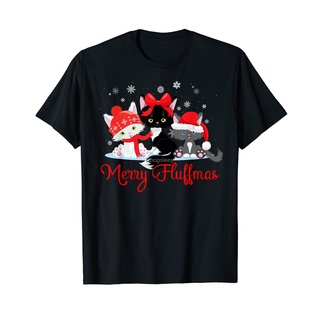 [S-5XL]เสื้อยืด พิมพ์ลาย Merry Fluffmas แมวน่ารัก คลาสสิค ไม่ซ้ําใคร สําหรับผู้ชาย 216768