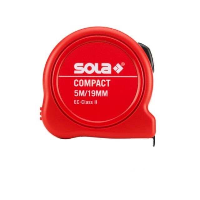 ตลับเมตร ขนาดความยาว 5 เมตร SOLA NO.50500531 Compact CO 5 ME - SB short tape, 19 mm EC-class 2, mm/inch, on SOLA-card,