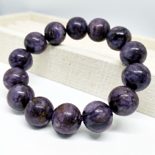 กำไลข้อมือหินชารอยต์ Charoite 14mm หินคลายทุกข์ "ขายถูกๆ" มีแค่2เส้นในสต็อกค่ะ :)