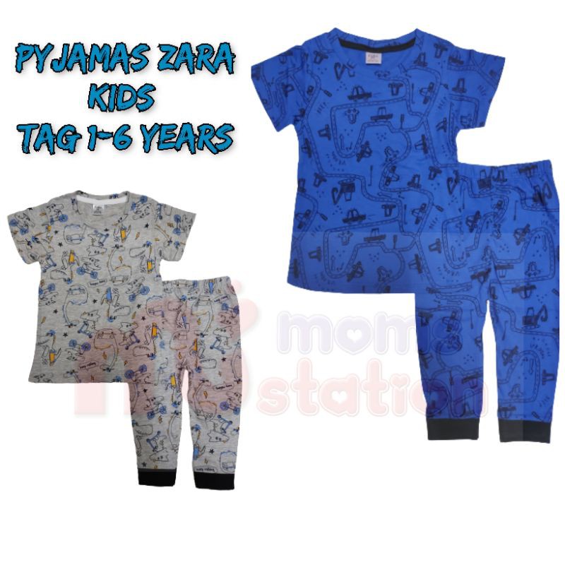 BAJU PYJAMAS BUDAK PYJAMAS ผ้าฝ้ายพิมพ์เต็ม 1 - 6 ปี