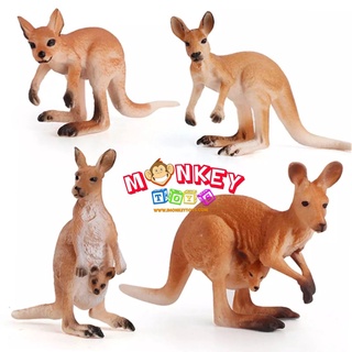 Monkey Toys - โมเดลสัตว์ จิงโจ้ พ่อแม่ลูก ชุด 4 ตัว (จากหาดใหญ่)