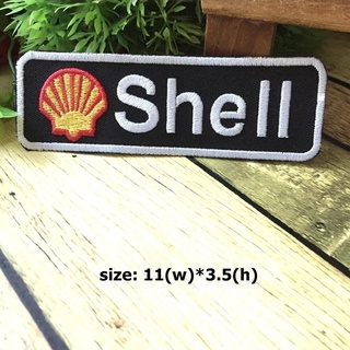 Shell ตัวรีดติดเสื้อ อาร์มรีด อาร์มปัก ตกแต่งเสื้อผ้า หมวก กระเป๋า แจ๊คเก็ตยีนส์ Racing Embroidered Iron on Patch 1