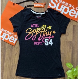 Super Dry/Vintage True Original เสื้อยืดคอกลมทรงผู้หญิง