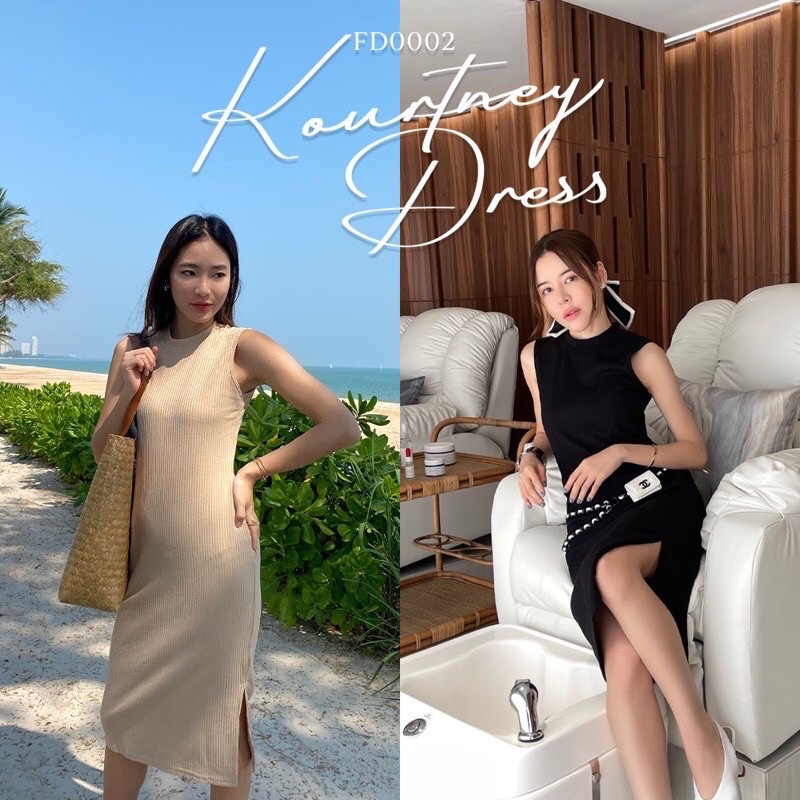 LEREN ส่งต่อNew FLAT2112 FD0002 : KOURTNEY DRESS เดรสแขนกุด เข้ารูป