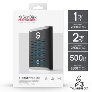 SanDisk Professional 500GB,1TB,2TB G-DRIVE PRO SSD Ultra-Rugged Portable External NVMe SSD, Up to 2800MB/s, Thunderbolt 3 (40Gbps) SDPS51F-500G-GBANB ประกัน Synnex 5ปี SSD