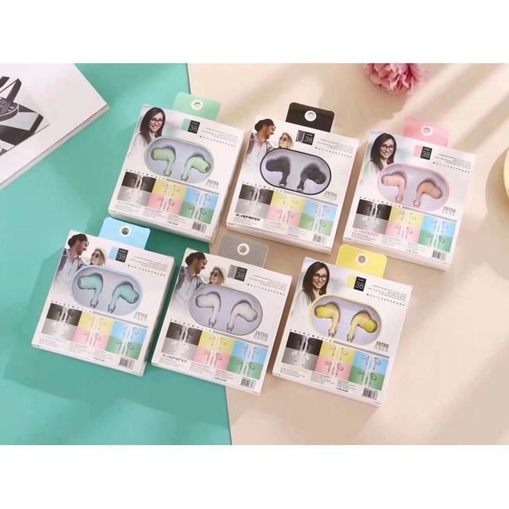 หูฟัง U38 Macaron รุ่นสามแบบใหม่มีสายชุดหูฟังแบบมีสายเบสหนักแบบอินเอียร์ 3.5 มม. พร้อมบรรจุกล่อง