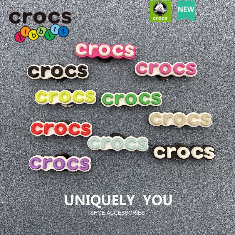 jibbitz crocs แท้ โลโก้ตัวอักษรภาษาอังกฤษ crocs jibbitz สําหรับตกแต่งด้านบน