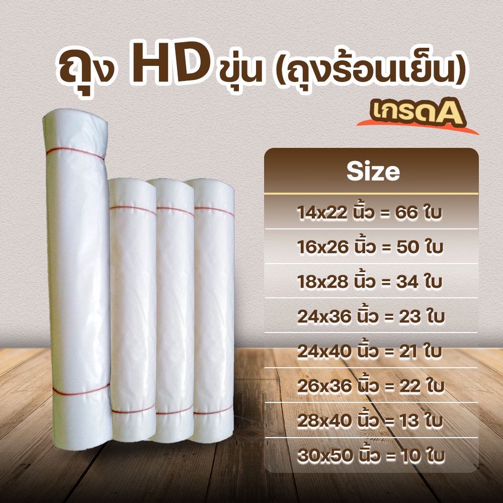 ถุงไฮเดน (ขาวขุ่น) HD แพ๊คเสื้อ ใส่อาหารแห้ง เกรด A  #HD-01