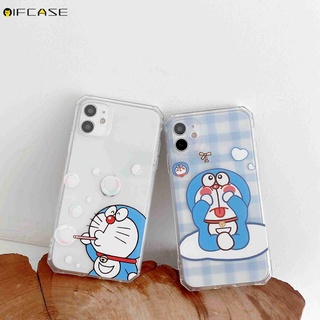 Samsung Galaxy A52s A72 A52 A71 A51 A70 A50 A50s A30s A30 A20 A42 M42 A32 A21s A02 M02 A02s M02s F02s Phone Case Doraemon Lattice Plaid Cute Cartoon Transparent Clear Simple Soft Casing Cases Case Cover