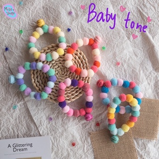 🧸พร้อมส่งปลอกคอปอมปอม baby tone 🍡 สำหรับสุนัข แมว และสัตว์เลี้ยง