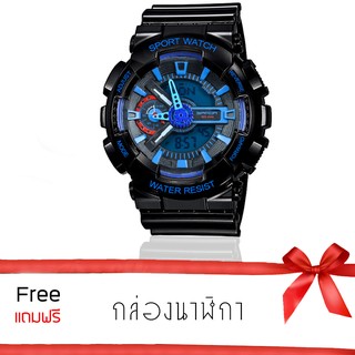 S SPORT นาฬิกาข้อมือทั้งชายและหญิง กันน้ำได้ Po Sw-11 Blue Black แถม กล่อง PocaBox