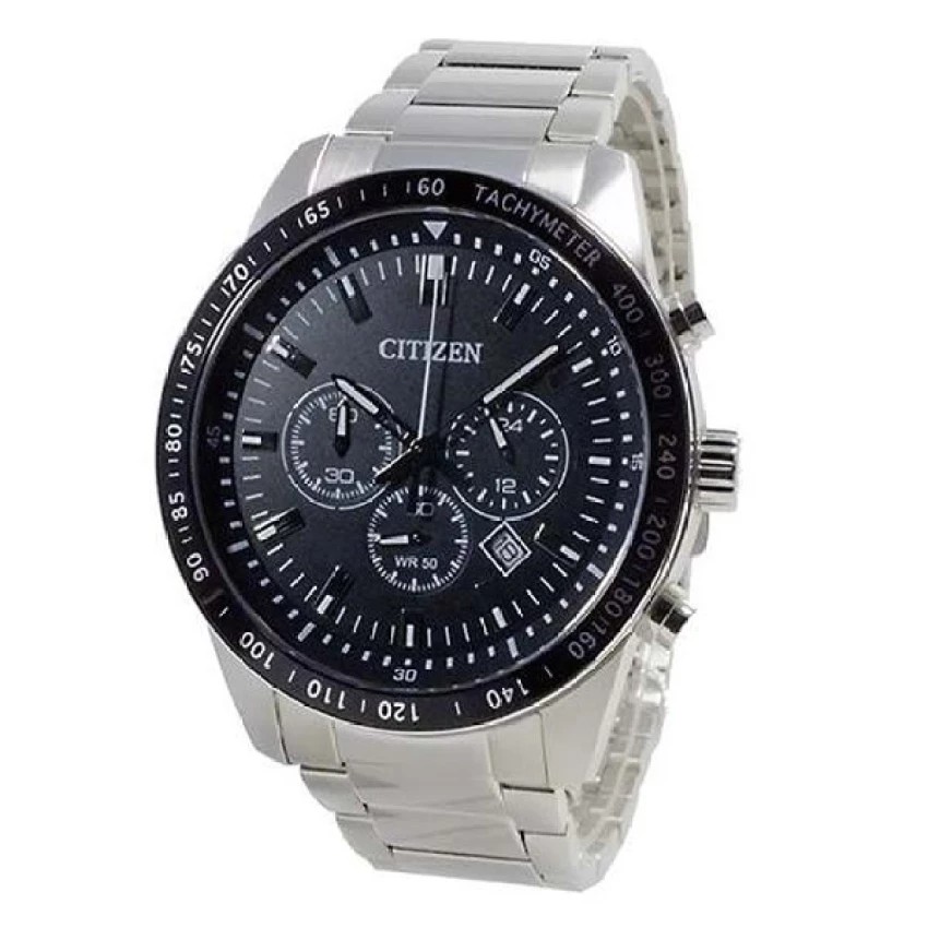 CITIZEN Quartz Men's Watch Chronograph Black Dial Stainless รุ่น AN8070-53E - Silver/Black