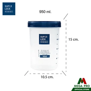 Megapro - Super Lock โหลกลม โหลกลมฝาน้ำเงิน แถมช้อน กระปุกน้ำตาล โหลใส่เครื่องปรุง