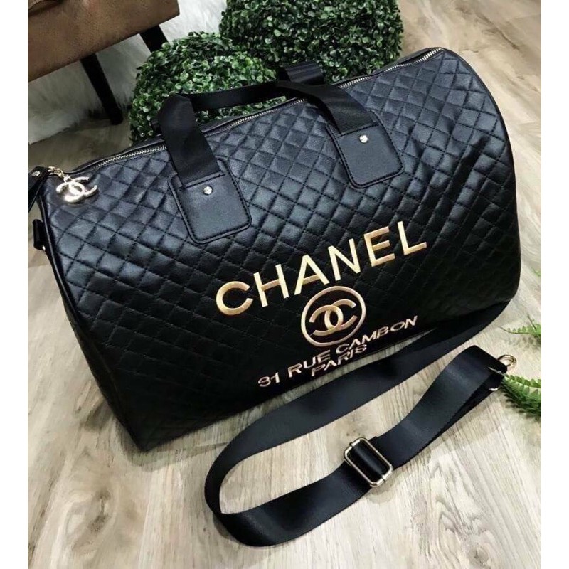กระเป๋า พรีเมี่ยมกิ๊ฟ Chanel แท้ 💯 สีดำ ใบใหญ่ จุของได้เยอะ เดินทาง ผู้หญิง เล่นกีฬา