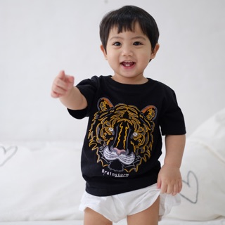 เสื้อเด็ก Kid Tshirt ลายเสือ สีดำ ผ้านุ่ม COTTON 100% เสื้อยืด เสื้อยืดเด็ก